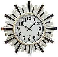 Часы настенные 51см, "Лучи Солнца" с элементами зеркала. Декоративные часы для гостиной и кухни.