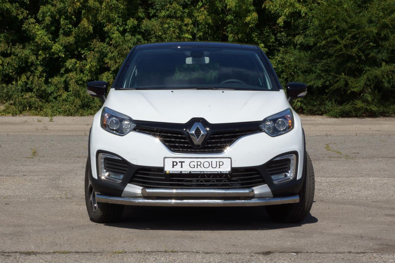 Защита переднего бампера двойная Ø63/63мм (НПС) RENAULT Kaptur 2016-