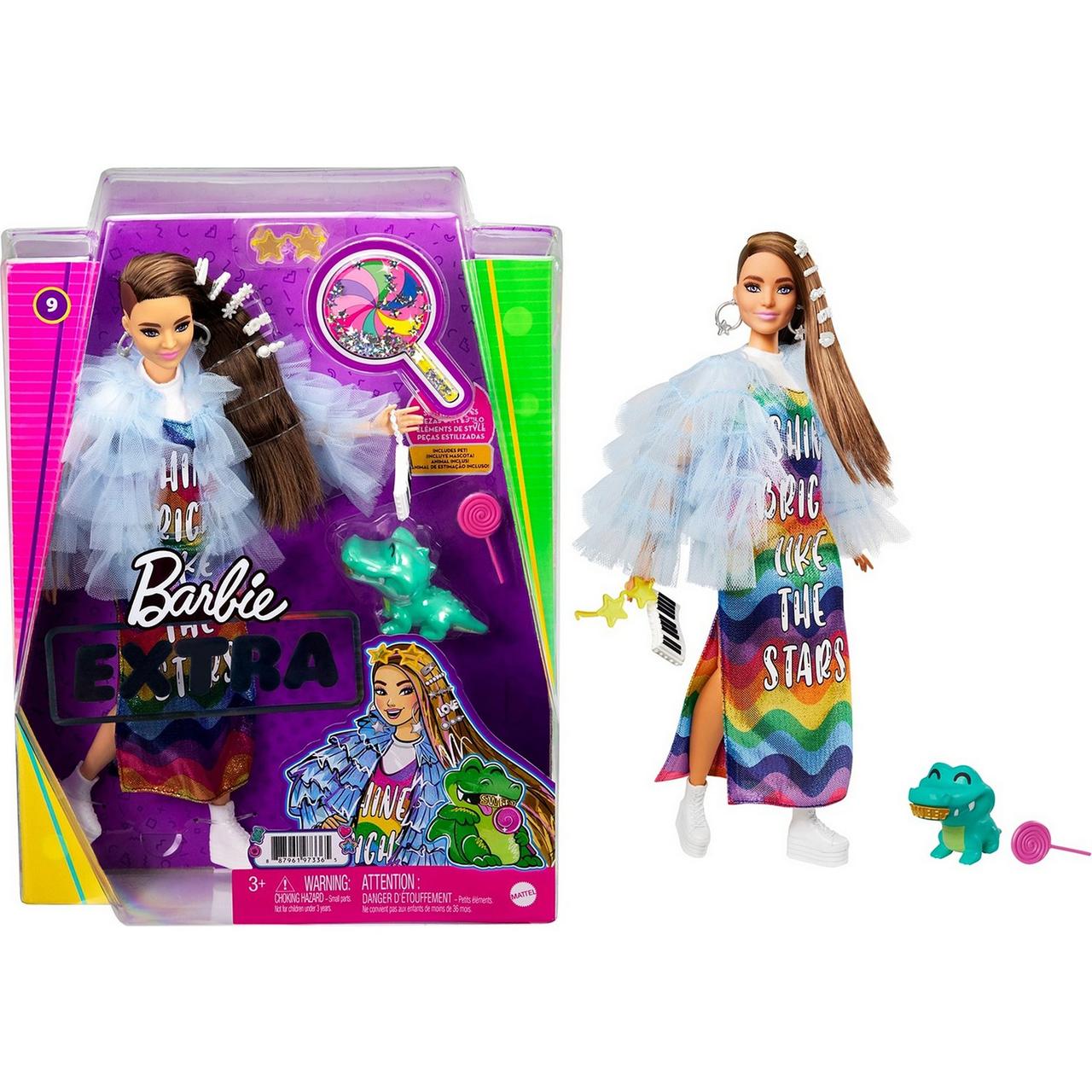 Кукла Barbie Экстра в радужном платье GYJ78 - фото 1 - id-p98375864