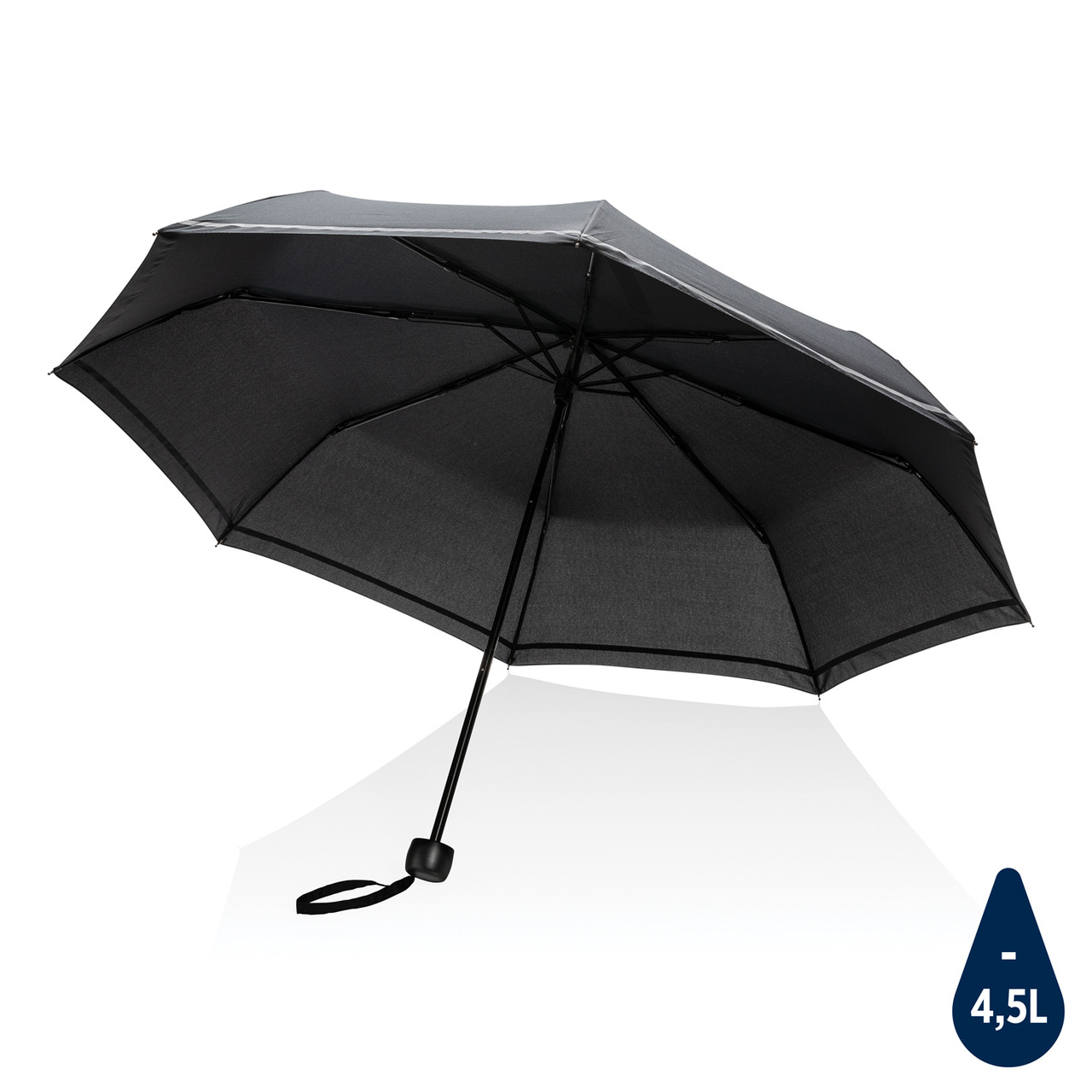 Компактный зонт Impact из RPET AWARE™ со светоотражающей полосой, d96 см , черный; , , высота 56,5 см.,