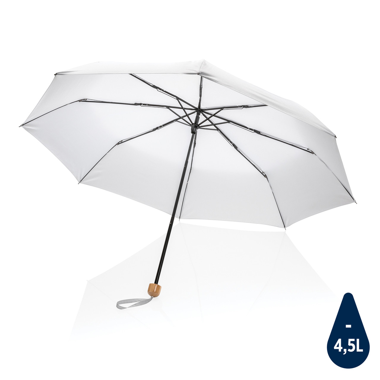 Компактный зонт Impact из RPET AWARE™ с бамбуковой рукояткой, d96 см , белый; , , высота 58 см., диаметр 96