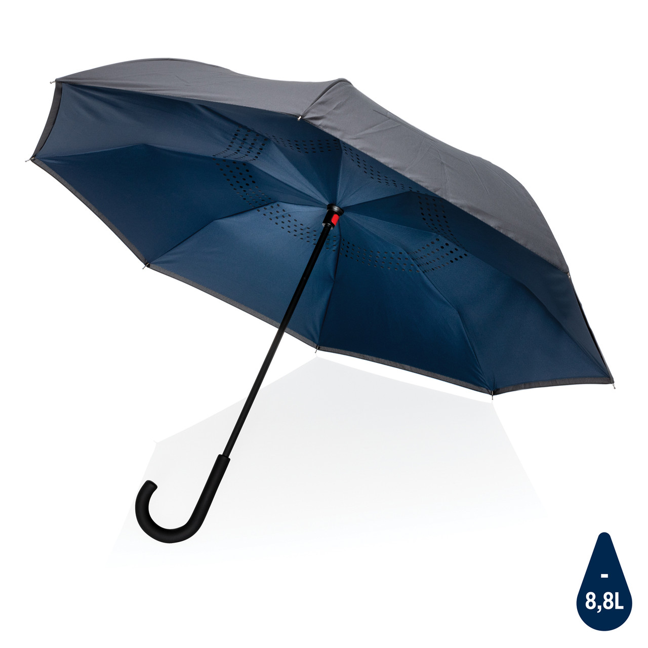 Двусторонний зонт Impact из RPET AWARE™ 190T, d105 см, темно-синий; , , высота 76 см., диаметр 105 см.,