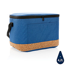 Двухцветная сумка-холодильник Impact XL из RPET AWARE™ и натуральной пробки, синий, Длина 30 см., ширина 21