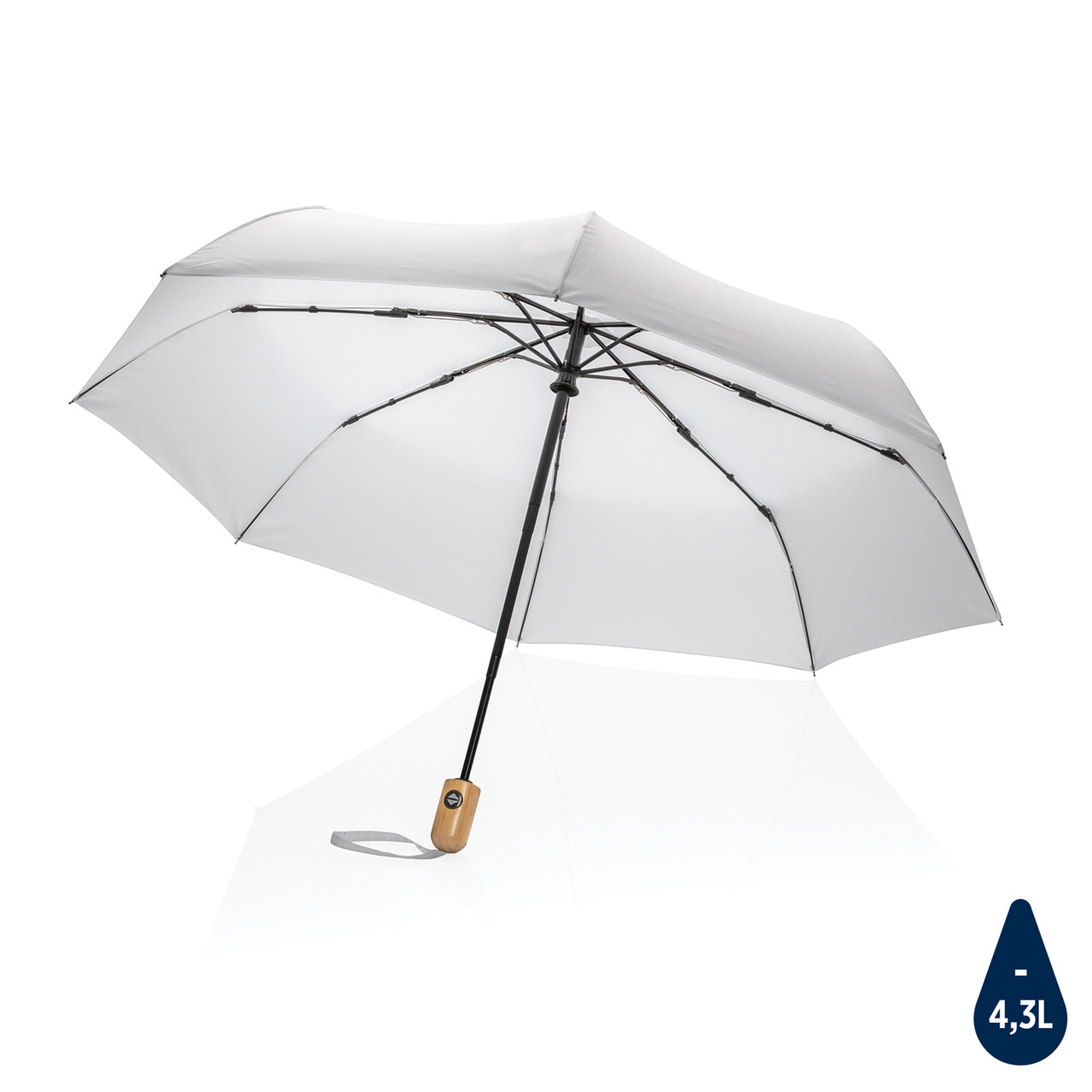 Автоматический зонт Impact из RPET AWARE™ с бамбуковой рукояткой, d94 см, белый; , , высота 57 см., диаметр 94