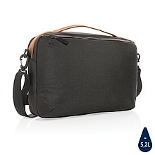 Двухцветная сумка Impact из RPET AWARE™ для ноутбука 15.6", черный, Длина 39 см., ширина 8 см., высота 37 см.,