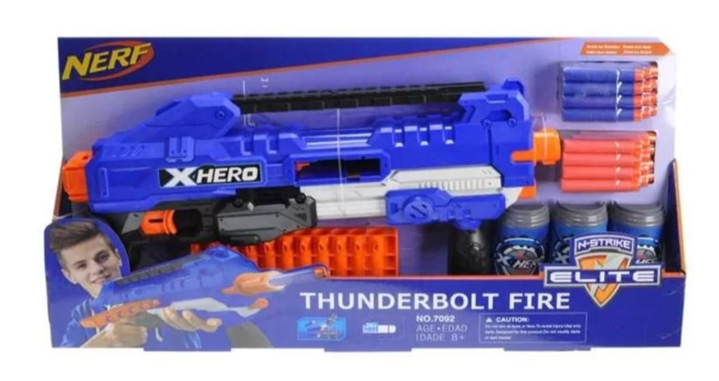 Игрушечный автомат NERF THUNDERBOLT с безопасными пулями и банками-мишенями 7092 - фото 1 - id-p98385199