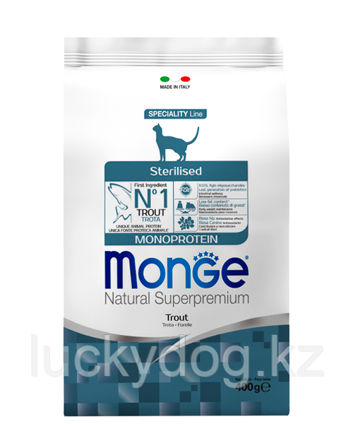 Monge Sterilised 400г с форелью Сухой корм для стерилизованных кошек Trout Cat