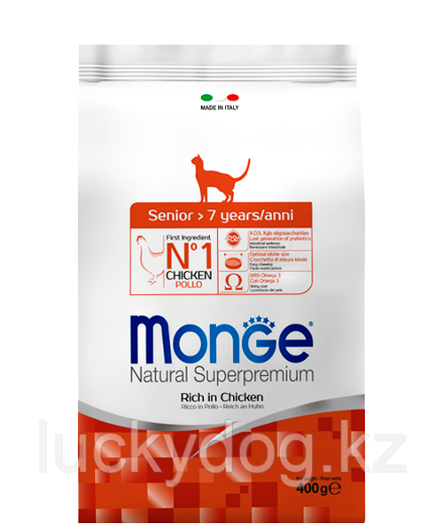 Monge Senior 400г Сухой корм для пожилых кошек с курицей