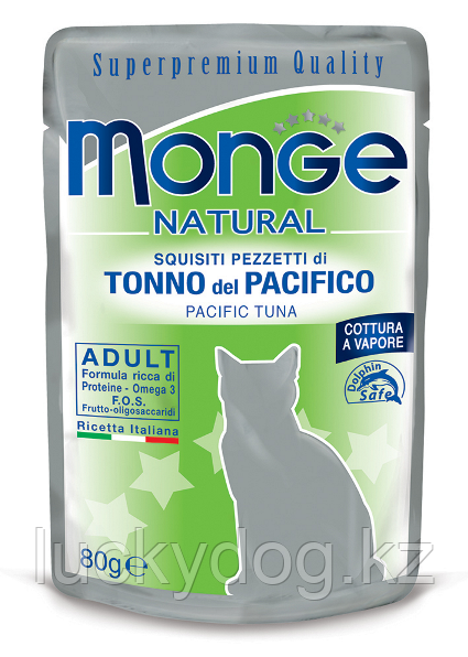 Monge Natural 80г желтоперый тунец в желе Влажный корм для кошек в паучах - фото 1 - id-p10602529