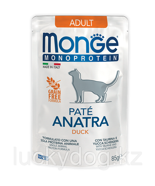 Monge Monoprotein 80г с уткой Влажный корм для кошек в паучах