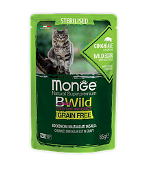 Monge BWild GF Cat 85г (Кабан) Влажный корм для стерилизованных кошек Bocconcini Cinghiale