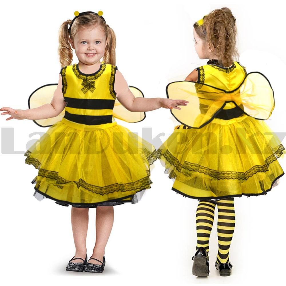 Костюм детский карнавальный Пчелка с ободком и съемными крыльями, фото 1