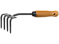 Грабли 4-хзубые "PROLine" с деревянной ручкой, GRINDA 421515, 64х100х270мм