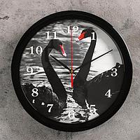 Часы настенные, серия: Животный мир, "Лебеди", плавный ход, d=28 см