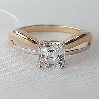 Кольцо серебряное классическое, Фианит AQUAMARINE 66476.6 позолота коллекц. Fancy