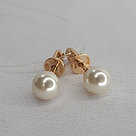 Серебряные серьги-пусеты Жемчуг Aquamarine 46746.6 серебро с позолотой, фото 4