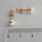 Серебряные серьги-пусеты Жемчуг Aquamarine 46746.6 серебро с позолотой, фото 6
