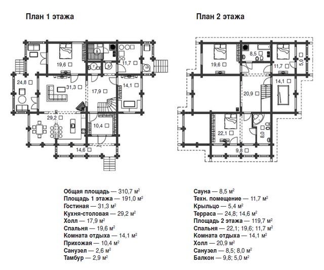 Дом из сруба -  Проект №112 план