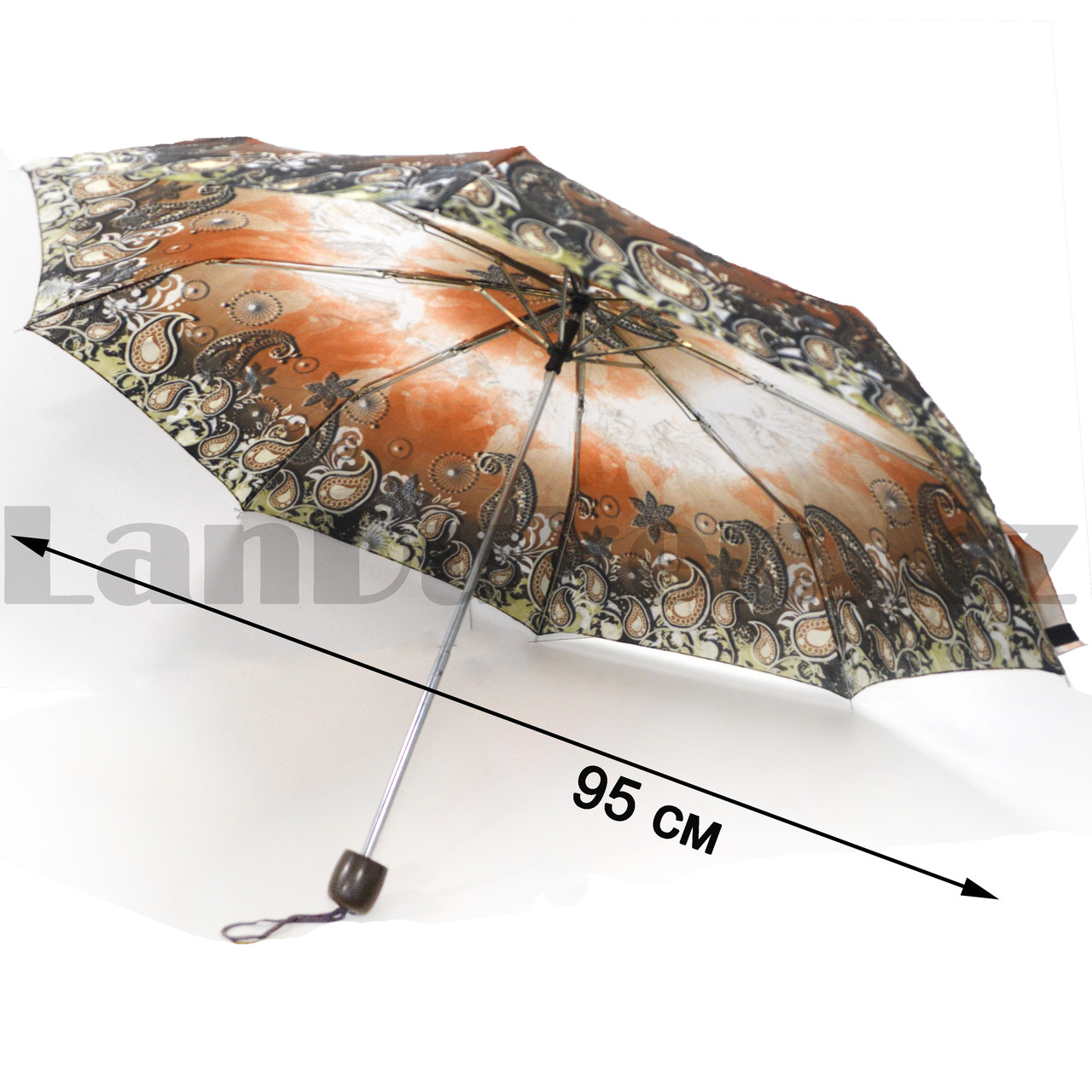 Зонт механический складной женский 23,5 см с огурцами коричневый - фото 3 - id-p98437884