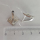 Серьги серебряные классические  Фианит Aquamarine 41737А.5 покрыто  родием, фото 3