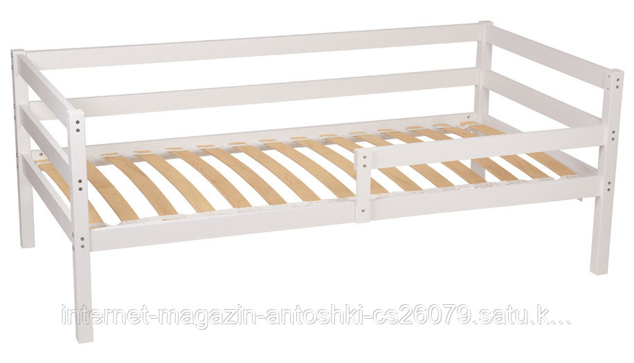 Кровать Polini Kids Simple 850, белый, Размер ложа 160х80 см, материал: массив березы, бортики в комплекте