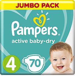 Подгузники PAMPERS Active Baby Maxi Jumbo Упаковка 70шт