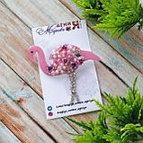 Брошь "фламинго" на основе покрытая ювелирной эпоксидной смолой, фото 3