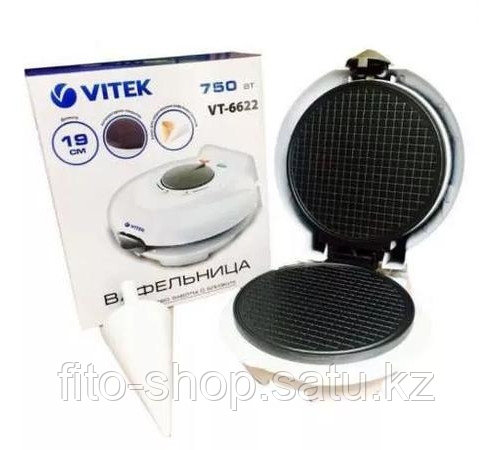 Вафельница VITEK VT-6622 19 см, антипригарное покрытие, конус для рожков