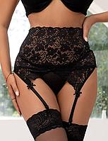 Пояс на высокой посадке с ремешками для чулок Sexy Lace черные (размер XL-2XL)