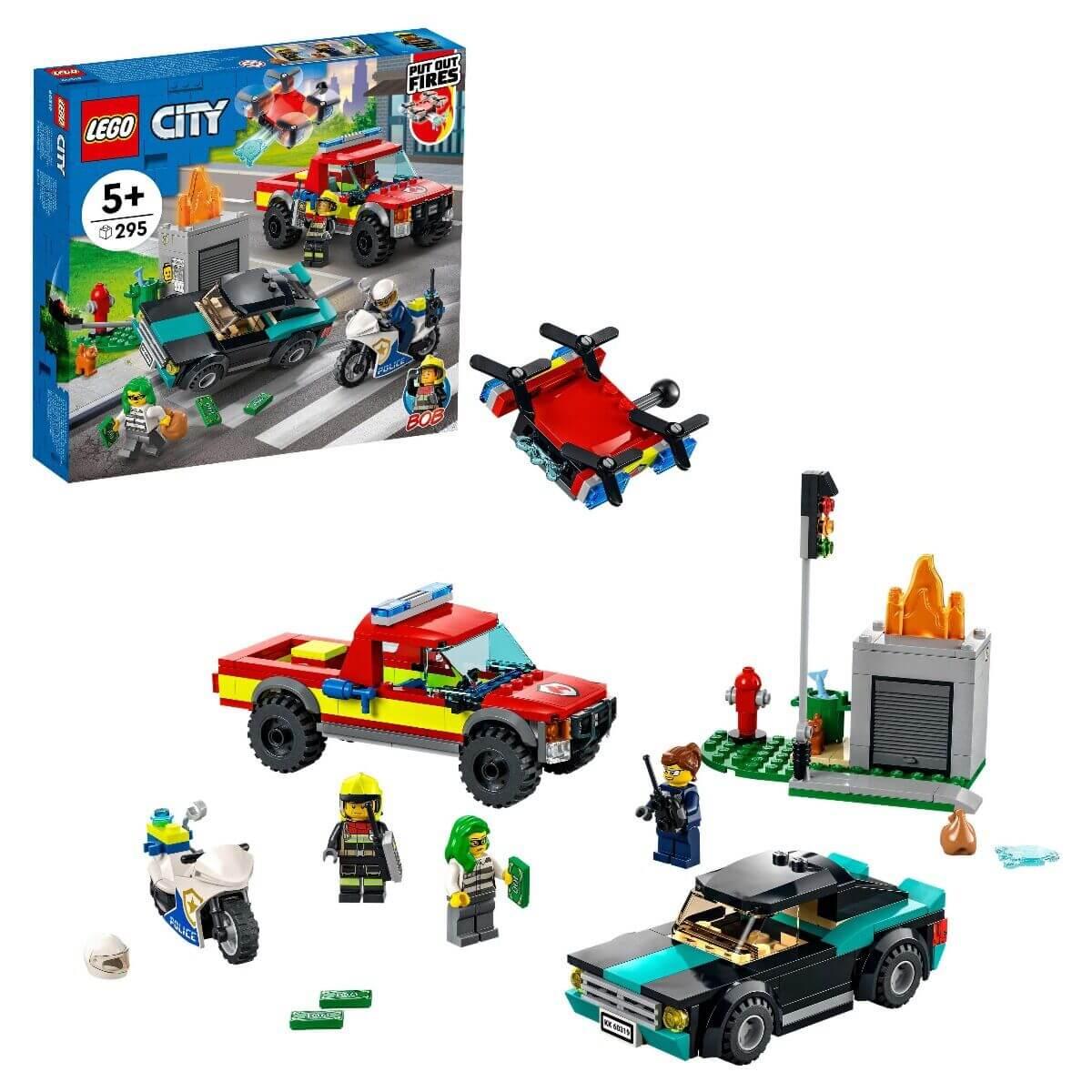 Lego Город Пожарная бригада и полицейская погоня