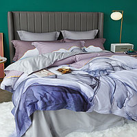 Комплект постельного белья, двуспальный, из сатина, с мраморной расцветкой.