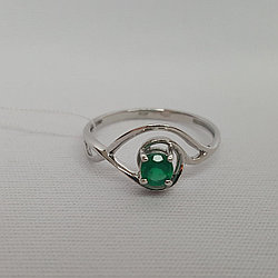 Серебряное кольцо с агатом зелёным TEOSA 10134-2988-AG покрыто  родием