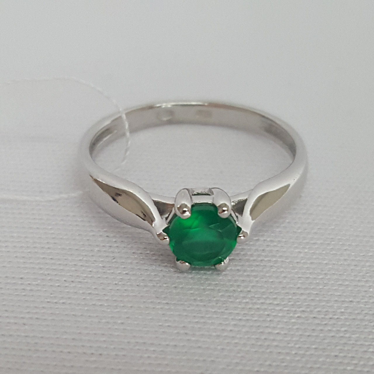 Серебряное кольцо с агатом зелёным TEOSA 10134-2983-AG покрыто родием - фото 1 - id-p98325270