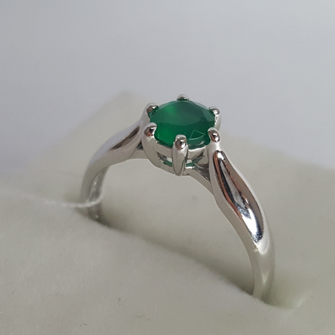 Серебряное кольцо с агатом зелёным TEOSA 10134-2983-AG покрыто родием - фото 2 - id-p98325270