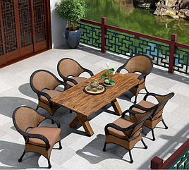 Обеденная группа "Берлин" (стол алюминиевая, стул плетение)