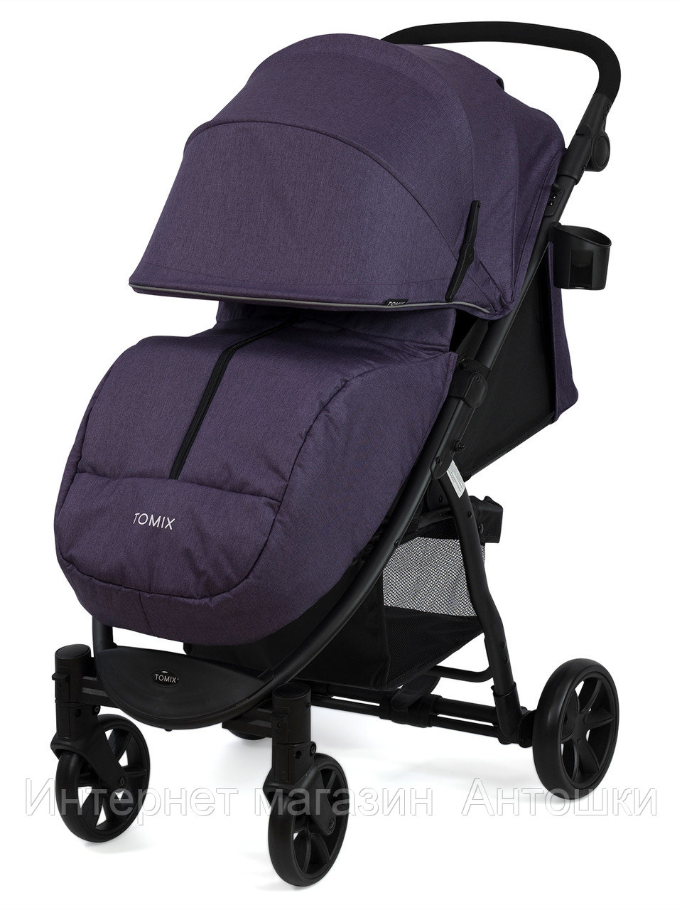 Коляска прогулочная Tomix "BLISS V2 2022", (Dark Purple+Black), колеса передние 7", задние 8", Регулируемая ру