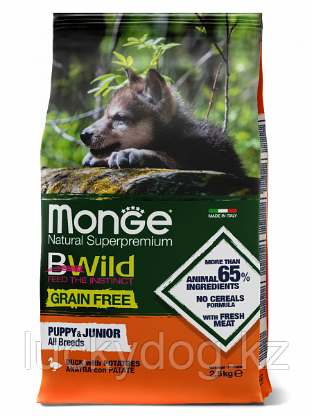 Monge GF 2,5 кг для щенков Утка с картофелем. Беззерновой корм