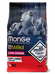 Monge BWild LG (Олень) 2,5кг низкозерновой Сухой корм для щенков всех пород  Low Grain Deer All Breeds P&J