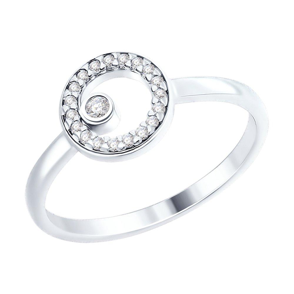 Кольцо из серебра с фианитом - размер 17,5