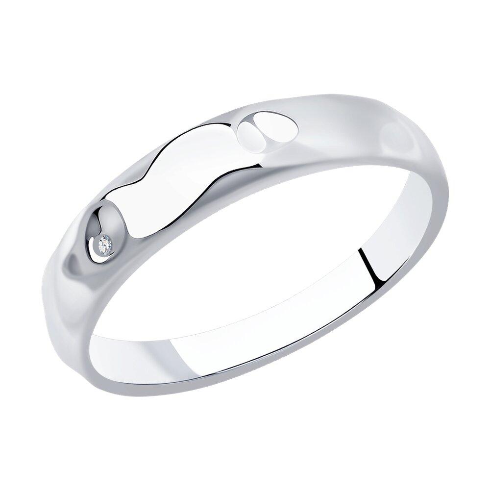 Кольцо из серебра с натуральным бриллиантом - размер 17,5