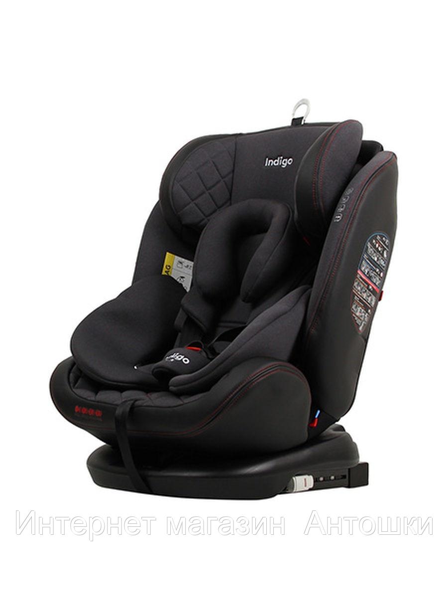 Автокресло Indigo AERO ISOFIX, ST-3, группа 0+1+2+3 (0-36 кг), черный. 5 точечные ремни, Поворотная база 360°,