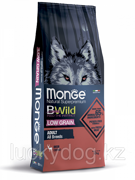 Monge BWild (Олень) 12кг Низкозерновой Корм для взрослых собак всех пород Low Grain Deer All Breeds Adult