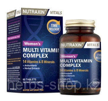 Мультивитаминно-минеральный комплекс для женщин Nutraxin (14 витаминов + 8 минералов, 60 таблеток, Турция)