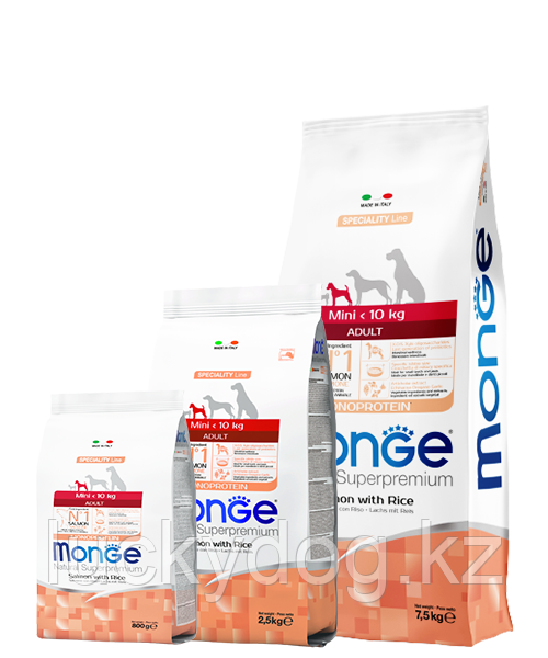 Monge Mini Adult SALMONE 800г с лососем и рисом Сухой корм для взрослых собак мелких пород