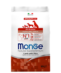 Monge ALL BREEDS P&J 800г с ягненком Сухой Корм для щенков всех пород  Lamb