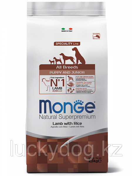 Monge ALL BREEDS P&J 2,5кг с Ягненком Сухой Корм для щенков всех пород, Lamb