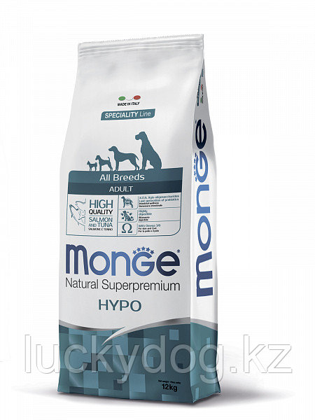 Monge ALL BREEDS Hypoallergenic 12кг Гипоаллергенный корм с лососем и тунцом для взрослых собак всех пород