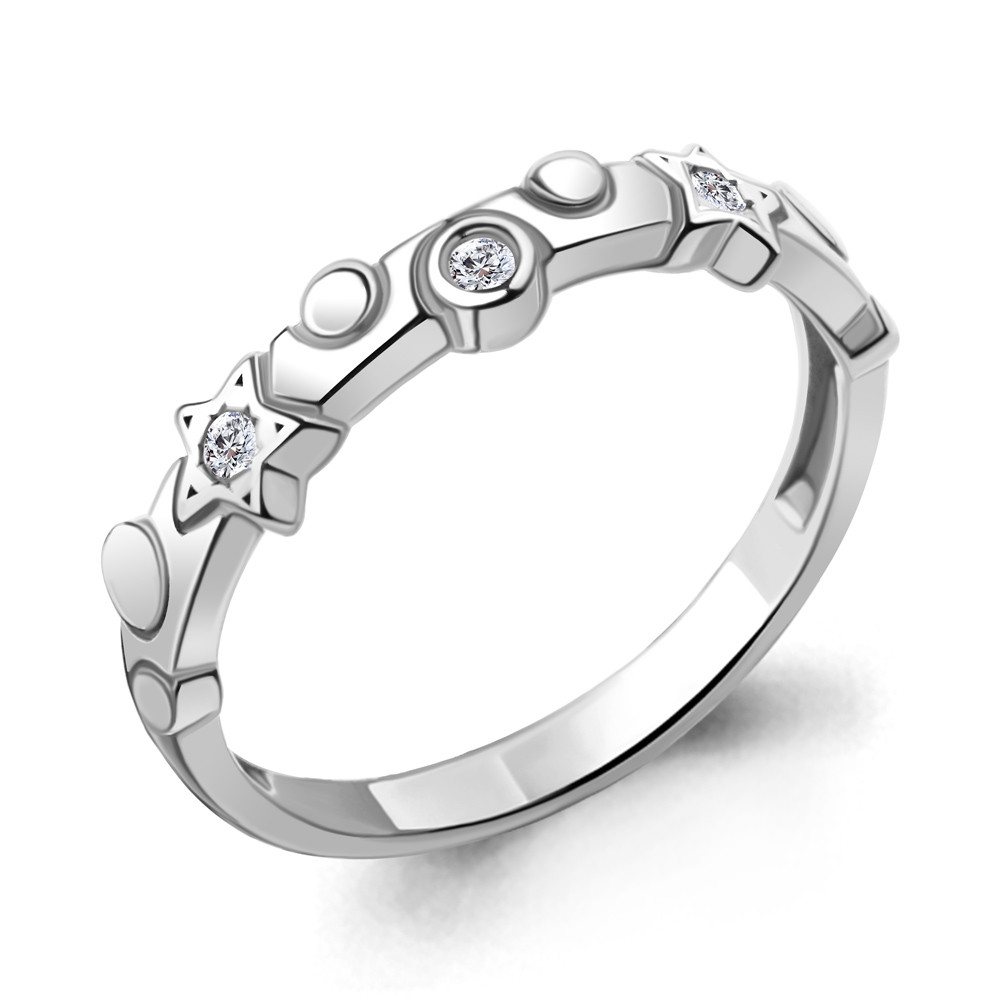 Кольцо из серебра с фианитом - размер 16