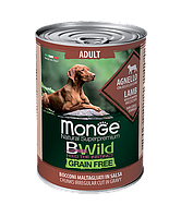 Monge Bwild (Қозы) 400 г дәнсіз дымқыл ит тағамы Grain Free Formula Cane All Breeds Adult Agnell