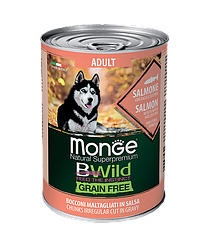 Monge Bwild (Лосось) 400г беззерновой влажный корм для собак Grain Free Formula All Breeds Adult Salmone